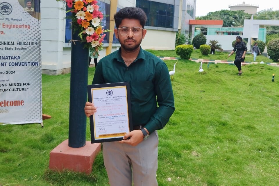 Best Performing ISTE Chapter Student Award by Civil Final Year Student 2024 : Presented to Mr.Mohammed Abdul Basir